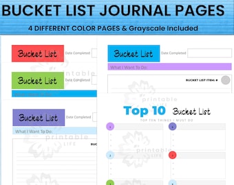 Bucket List Journal Page Printable Template, 8,5 X 11