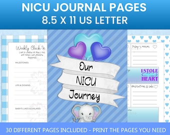 Diario de la UCIN para bebés varones: libro imprimible de seguimiento para bebés prematuros (descarga digital)