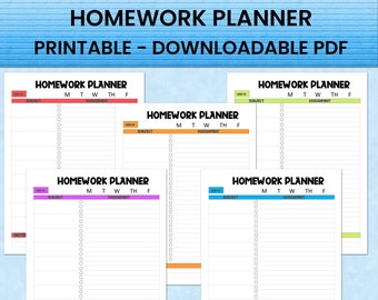 Printable Homework Planner, 8.5x11 Assignment Tracker (Digital Download)