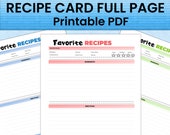 Printable Recipe Card Template – Fillable Lined PDF (US Letter, A4, A5)