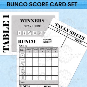 Bunco Score Card Set – Printable Tally & Table Cards (Digital Download)