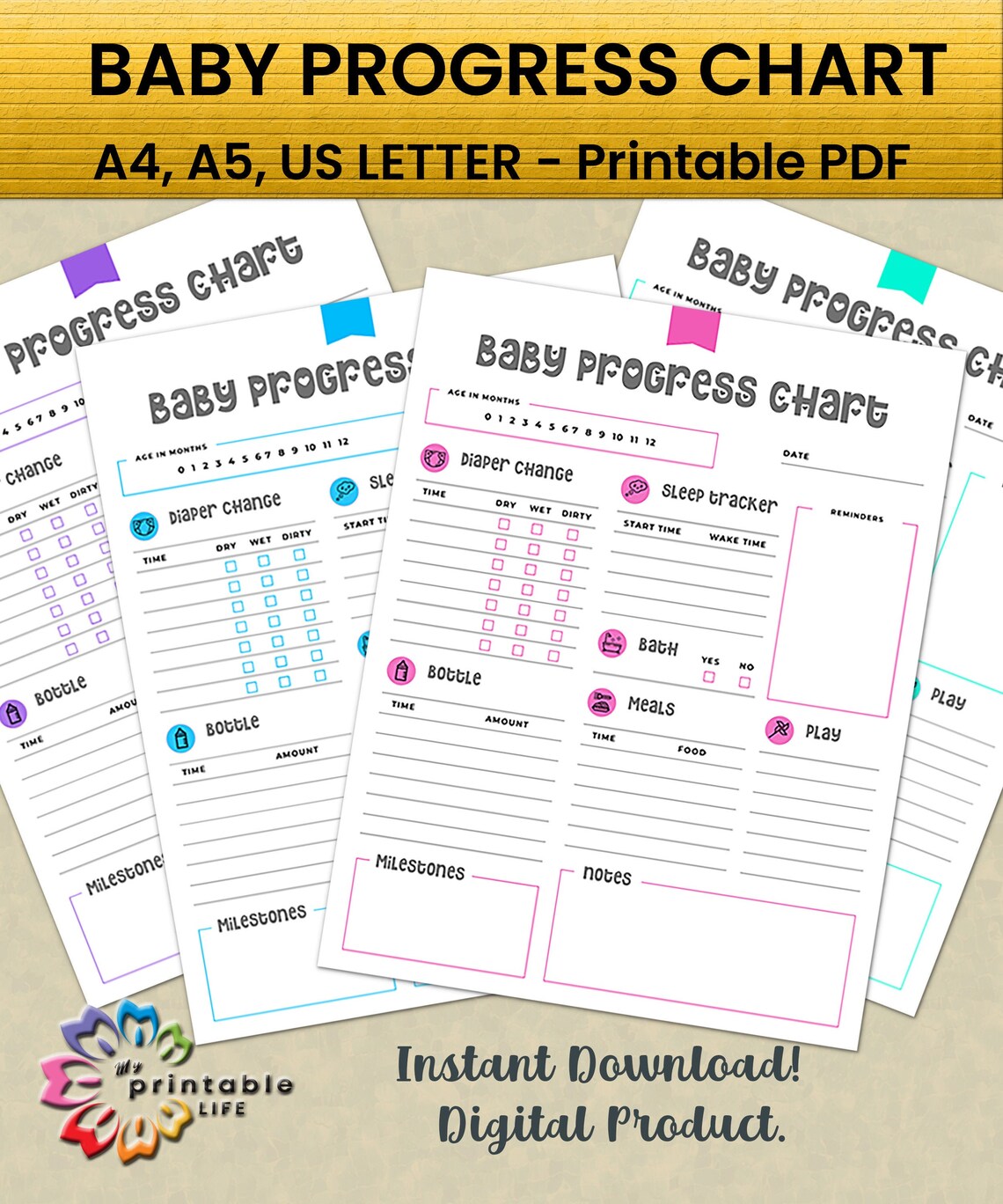 Baby Tracker Printable Progress Chart Daily Infant Care | Etsy