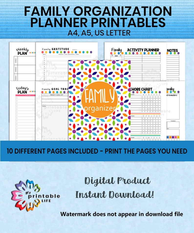 Family Schedule Planner Printable, Organized Weekly Family Activity ...