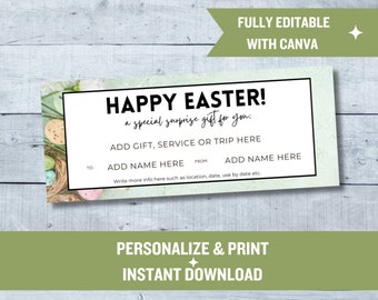 Editable Easter Gift Certificate | Canva Template (Digital Download)
