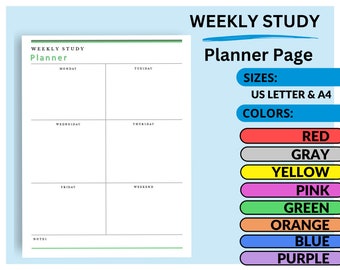Wekelijkse studieplanner afdrukbaar | Minimalistische studentenopberger (pdf)
