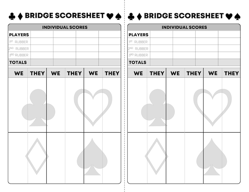 BRIDGE Score Sheet Card Game Scorecard - Il 794xN.3444651635 Rcjv