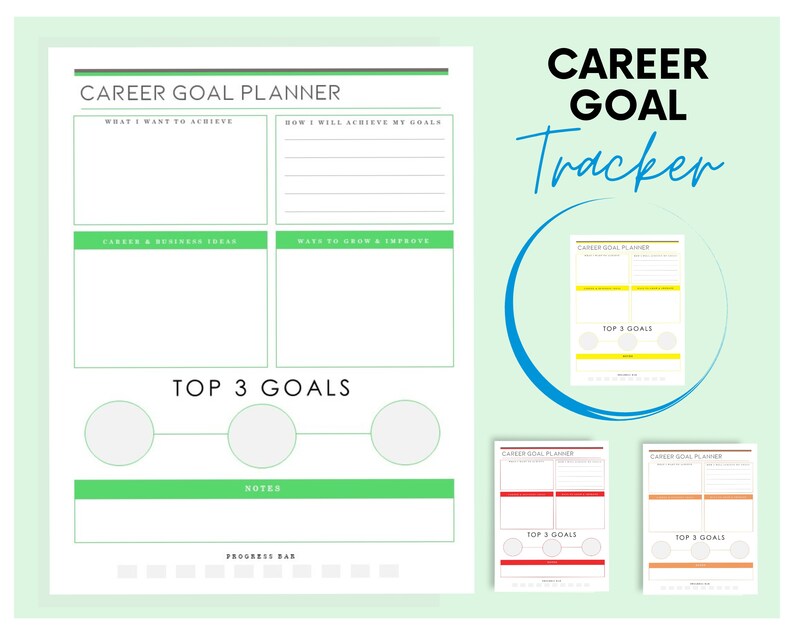 Career Goal Printable Planner | Minimalist Tracker for Professional