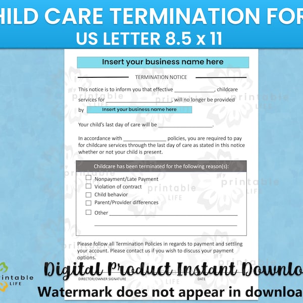 Daycare Notice Template - Etsy