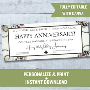 Certificado de aniversario / Plantilla Canva personalizable / Vale de amor imprimible / Regalo de fecha especial