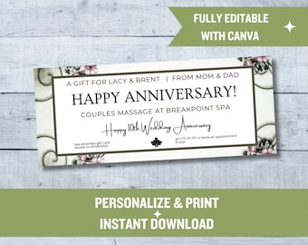 Anniversary Certificate | Customizable Canva Template | Printable Love Voucher | Special Date Gift