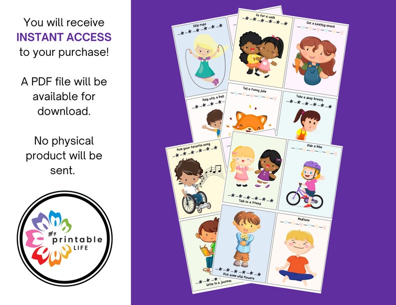 Coping Skills Cue Cards for Children - Etsy