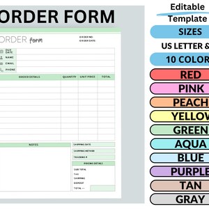 Craft Show Vendor Editable Order Form | Business Order Tracker | Fillable PDF  Sales Invoice Template