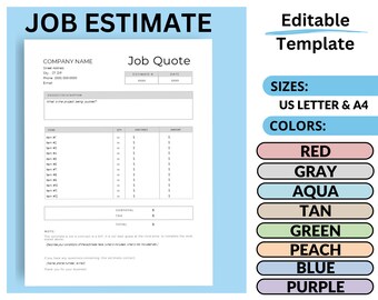Job Estimate Editable Template | Streamline Workflow & Showcase Professionalism