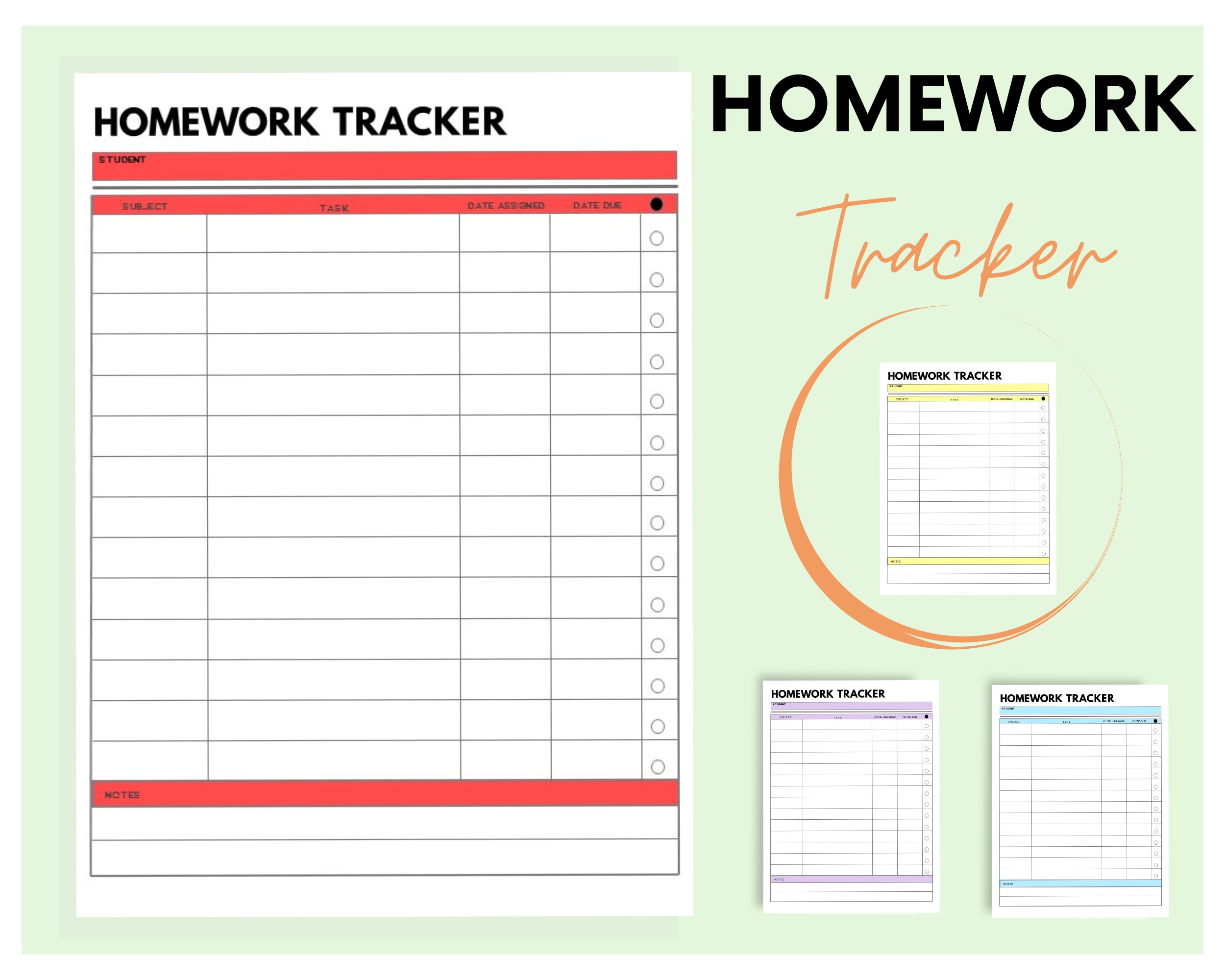 Homework Tracker Printable for Busy Students to Simplify Your Study ...