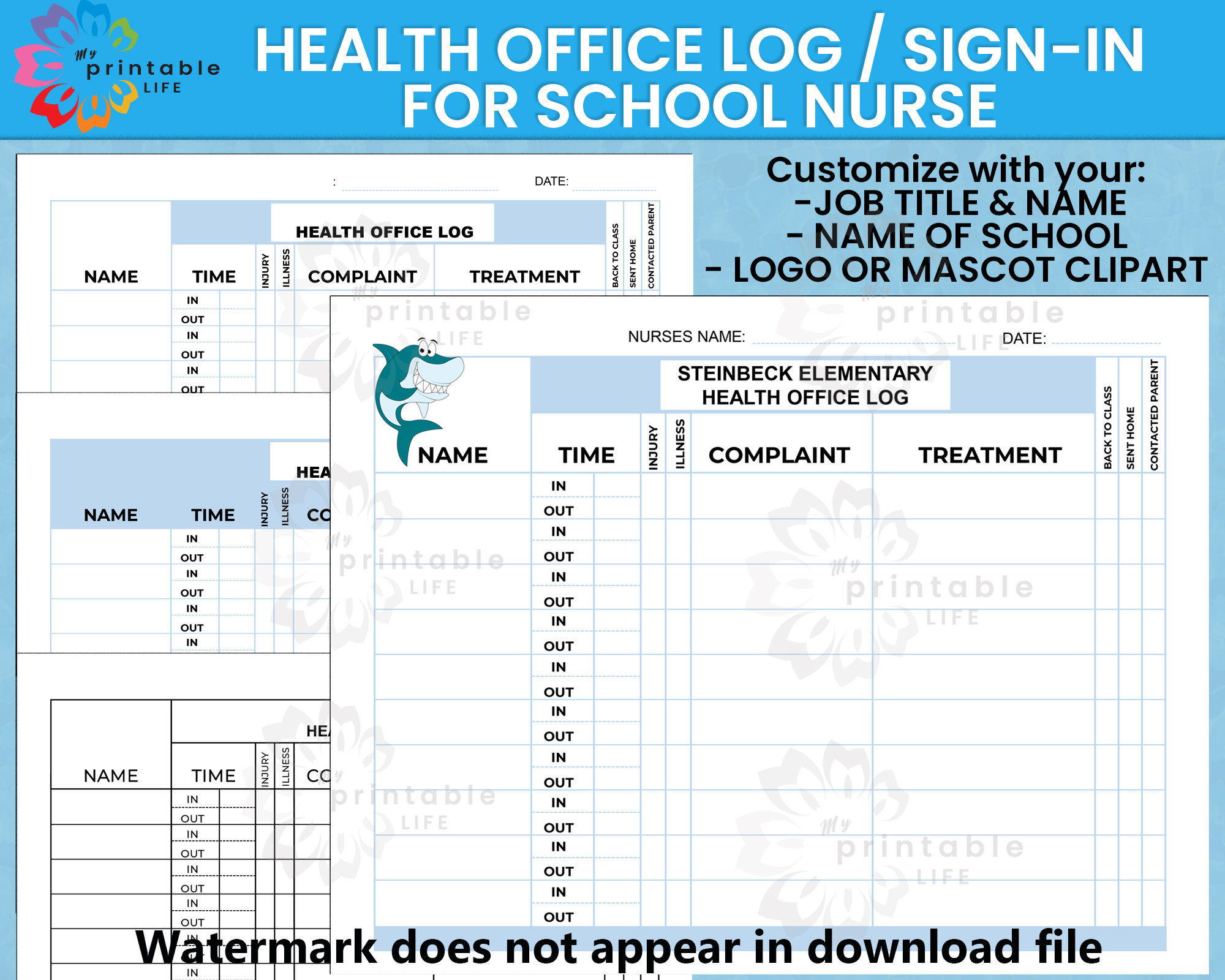 HEALTH OFFICE LOG, School Nurse Signin Sheet Etsy