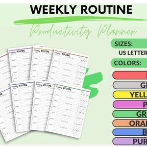 Weekly Routine Monthly Productivity Planner | Printable Tracker | Time Management & Increased Organization