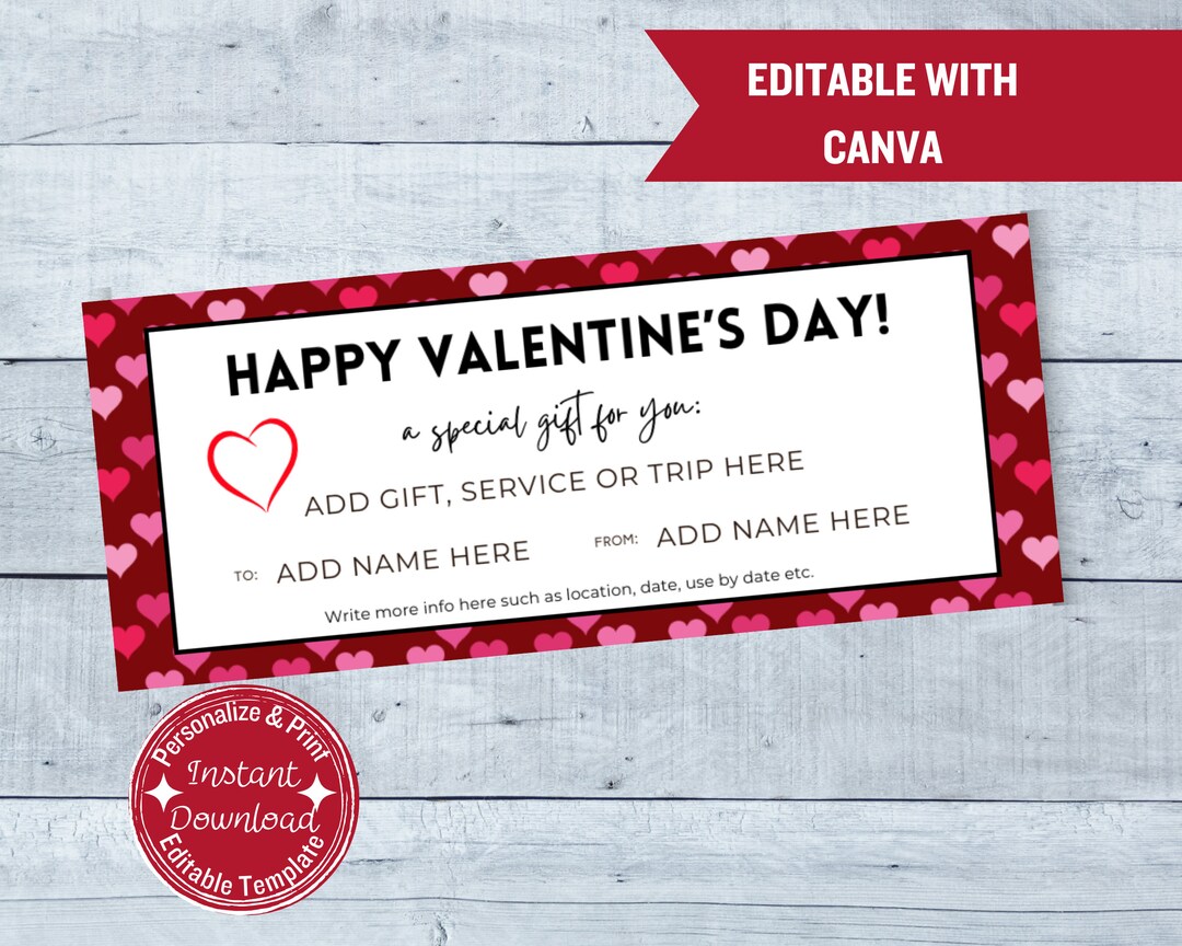 Valentine's Day Certificate | Customizable Canva Template | Printable ...
