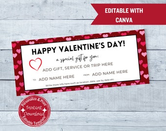 Valentine's Day Love Voucher | Customizable Canva Template (Printable PDF)