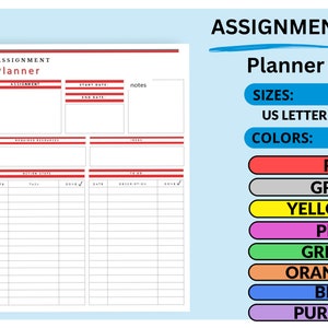 Planificador de tareas imprimible para estudiantes / Rastreador de tareas / Organizador académico