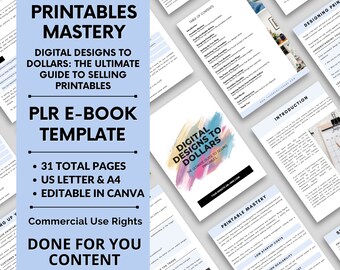 Printables Business Guide | Canva E-Book Template, PLR Content