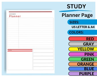 Pagina voor studentenstudieplanner | Afdrukbare studieorganisator