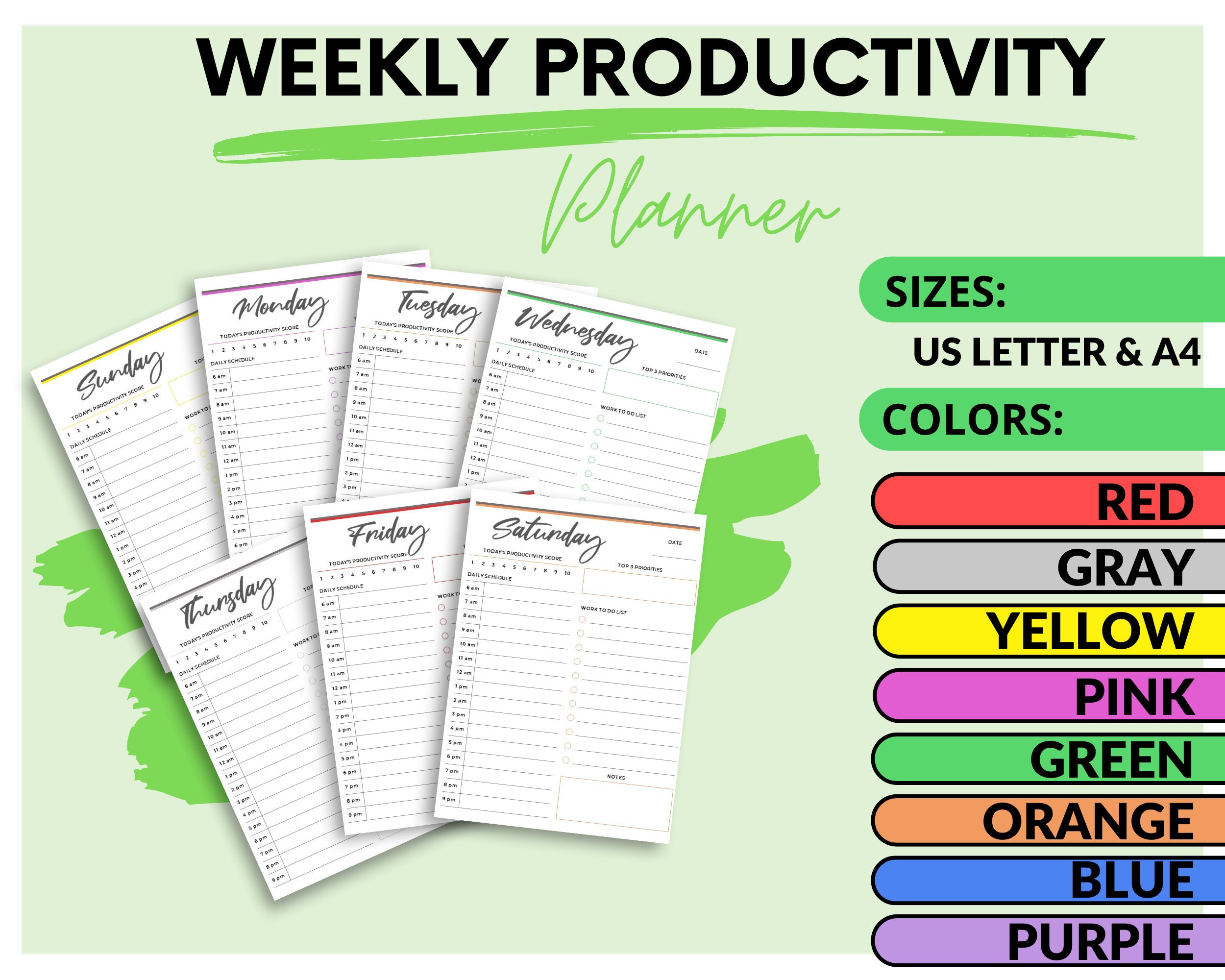 Printable Weekly Productivity Planner Stay Organized and Efficient - Etsy