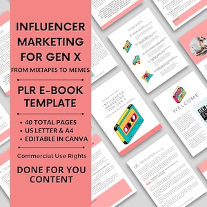 Marketing Influencer Canva Template | PLR Done For You eBook | Resource Social Media Coaches | Lead Magnet | Gen-X Content Private Label