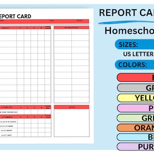 Boleta de calificaciones de educación en el hogar imprimible / Seguimiento del desempeño estudiantil para educación en el hogar