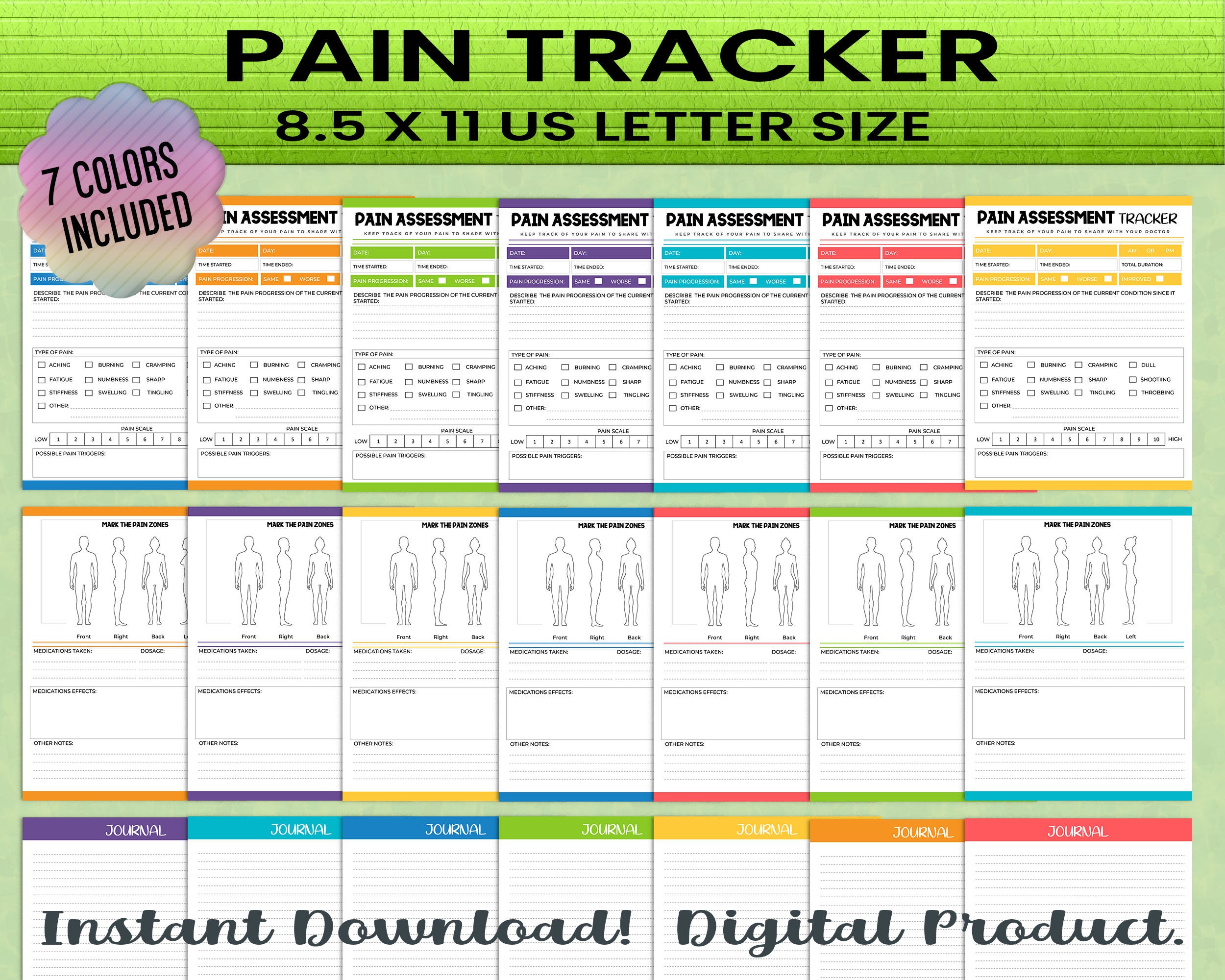 Pain Tracker Planner Printable PDF Insert Arthritis Etsy Singapore