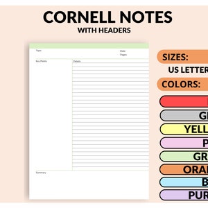Cornell Notes Paper Printable: Study Tool (A4, US Letter) - Etsy