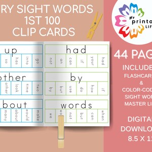 Fry Sight Words First Hundred Clip Cards and Flashcards