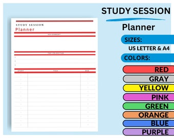 Page de planificateur de session d'étude imprimable | Organisateur de la productivité des étudiants