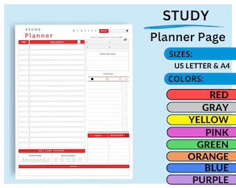 Page de planificateur d'étude imprimable | Organisateur étudiant