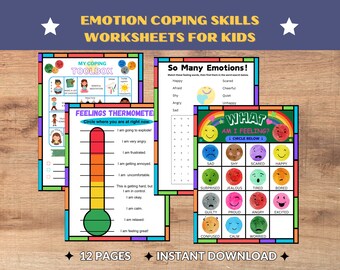 Kids Emotions Worksheets | Self-Control, Feelings Thermometer (Printable PDF & JPG)