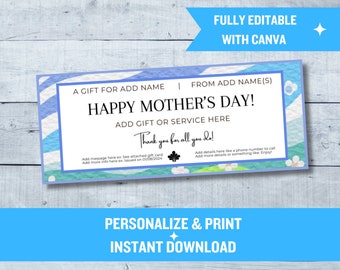Mother's Day Special Gift | Heartfelt Personalized Voucher | Canva Editable Template | Printable Mom Certificate"
