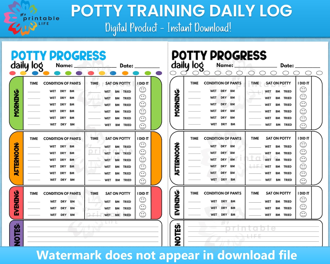POTTY TRAINING Daily Log Printable Report Tracker Etsy