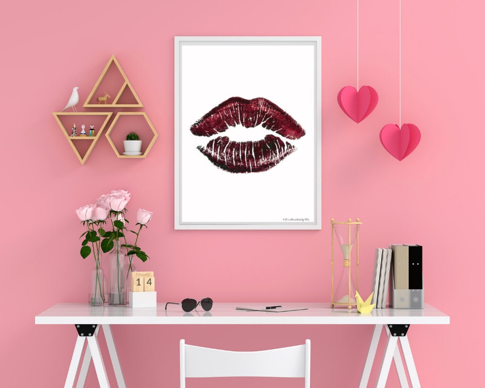 Lips Wall Art Lips Print Lips Poster Fashion Art Print Red Etsy
