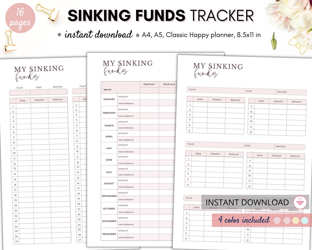 Sinking Funds Tracker Printable Sinking Funds Tracker Etsy