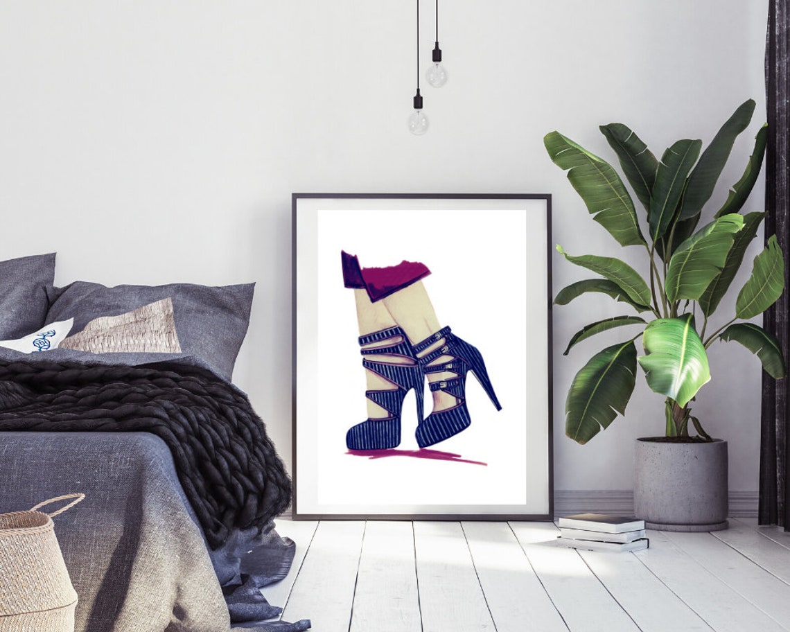 Shoes wall art girly prints shoes art feminine wall decor | Etsy