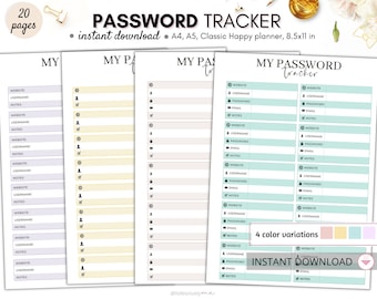 Password organiser, Password tracker, Password book, Password keeper, Password journal, Password printable, Password log, Password PDF