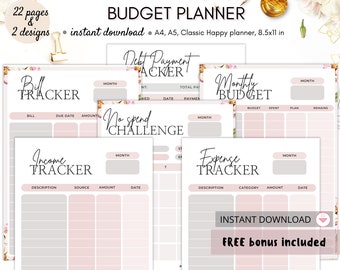 Savings tracker, Printable budget planner for your finances with bill and debt tracker, Debt tracker printable instant download