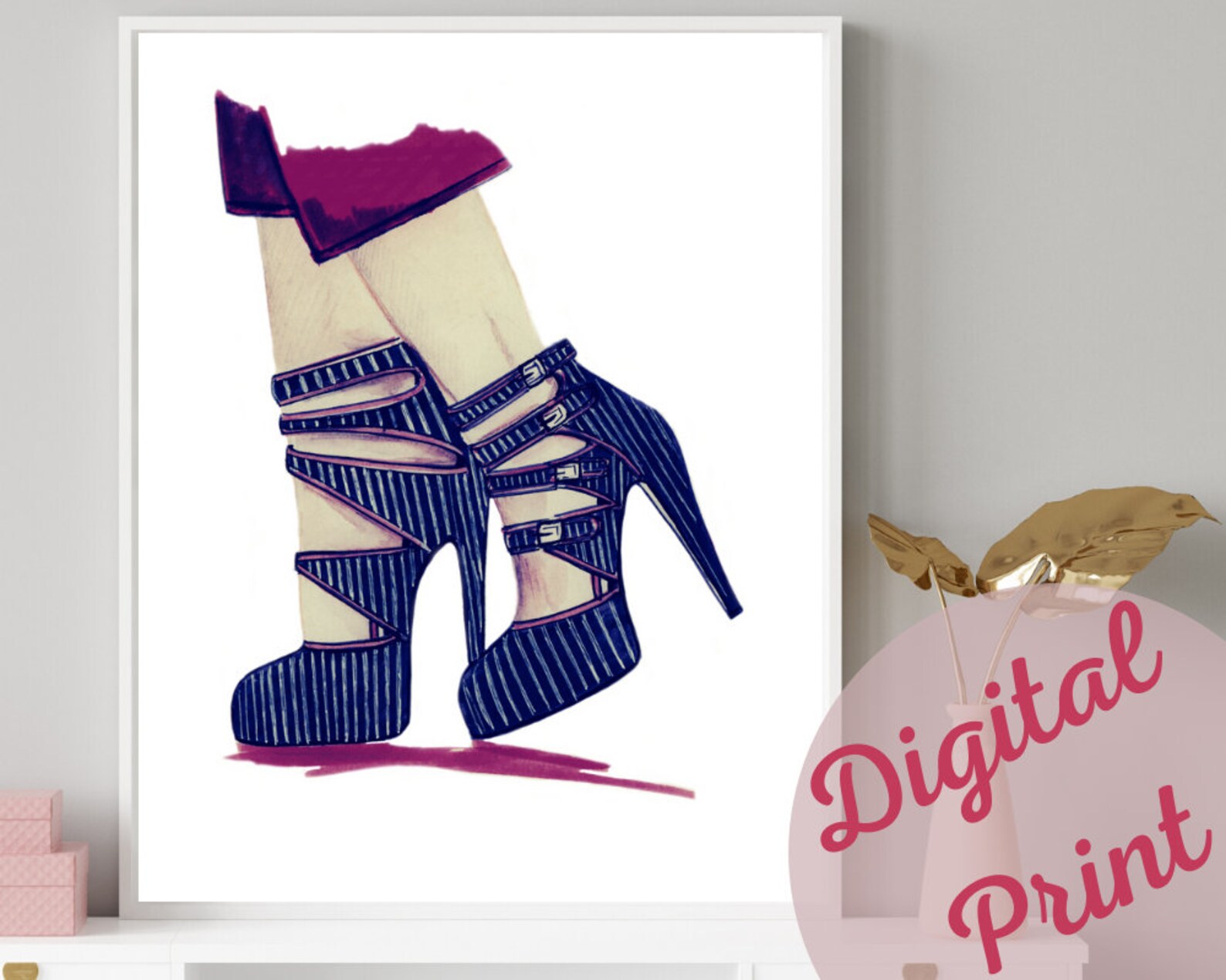 Shoes wall art girly prints shoes art feminine wall decor | Etsy