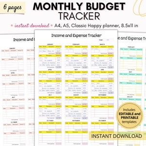 Monthly budget template, monthly budget printable, budget tracker, budget template, budget planner, printable monthly budget, printable PDF