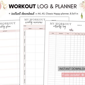 Workout tracker, Workout plan, Workout calendar, Fitness journal, Workout planner, Workout log, Fitness planner, Workout printable, Fitness