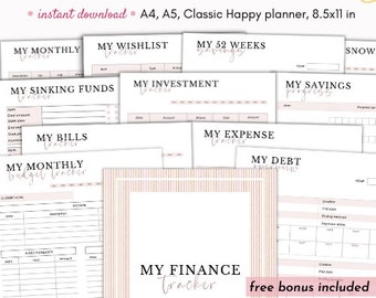 Printable budget planner, savings tracker, debt tracker printable, easy budget planner printable, sinking funds tracker printable, debt