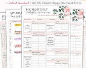 Bill tracker, Monthly bill tracker, Bill organizer with monthly tracking, Bill printable, Bill payment log instant download, Bill template