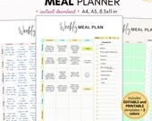 Weekly meal planner editable, meal plan template, digital meal planner, digital food journal, menu planner, meal plan printable and editable