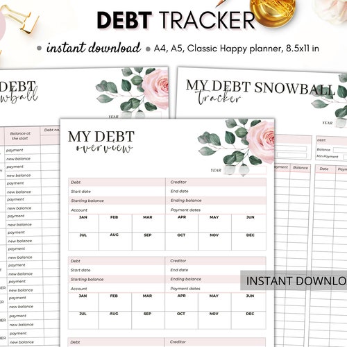 Debt Snowball Tracker Printable Debt Free Chart Debt Payoff - Etsy