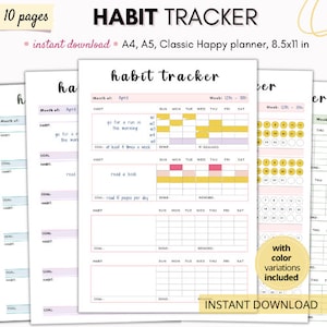 Habit tracker printable, habit tracker, cute habit tracker, habit tracker weekly, daily habit tracker, 30 day habit tracker, habit printable