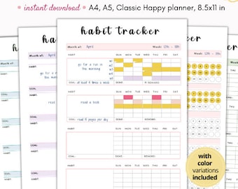 Habit tracker printable, habit tracker, cute habit tracker, habit tracker weekly, daily habit tracker, 30 day habit tracker, habit printable